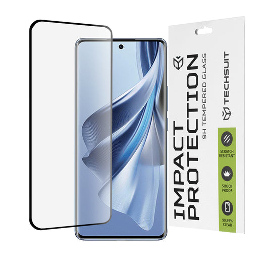 Film de protection d'écran Techsuit pour Oppo Reno10, Verre Trempé, Full Glue, 111D, Noir