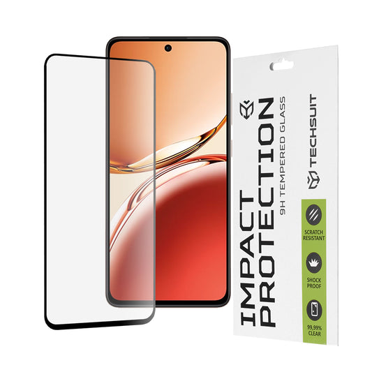 Film de protection d'écran Techsuit pour Oppo Reno12 FS 5G / Reno12 FS 4G / Reno12 F 4G / Reno12 F, Verre trempé, Full Glue, 111D, Noir
