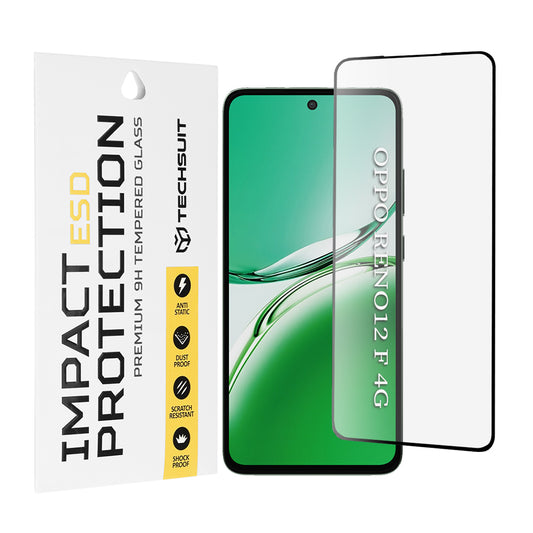 Film de protection d'écran Techsuit pour Oppo Reno12 FS 5G / Reno12 FS 4G / Reno12 F 4G / Reno12 F, Verre trempé, Collage intégral, Noir