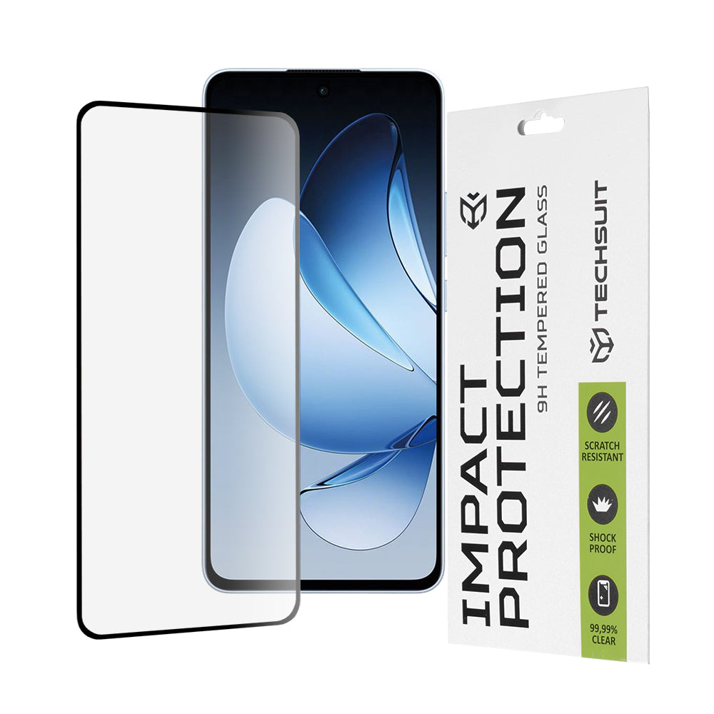 Film de protection d'écran Techsuit pour Oppo Reno13, Verre Trempé, Full Glue, 111D, Noir
