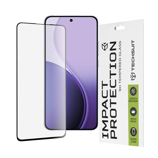 Film de protection d'écran Techsuit pour Oppo Reno14 F, Verre Trempé, Full Glue, 111D, Noir