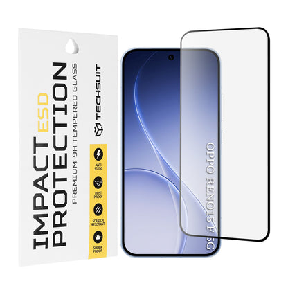 Techsuit Displayschutzfolie für Oppo Reno15 FS / Reno15 F, gehärtetes Glas, Full Glue, Schwarz