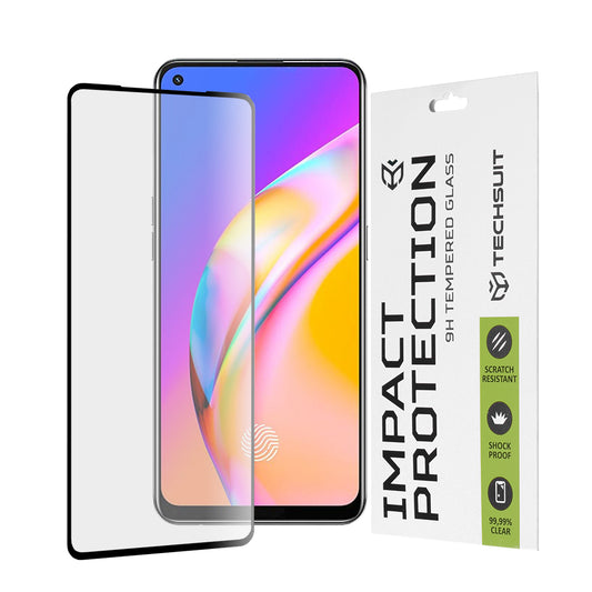Film de protection d'écran Techsuit pour Realme 9 / 9 Pro+ / Oppo Find X5 Lite / Reno7 5G / A94, Verre Trempé, Full Glue, 111D, Noir
