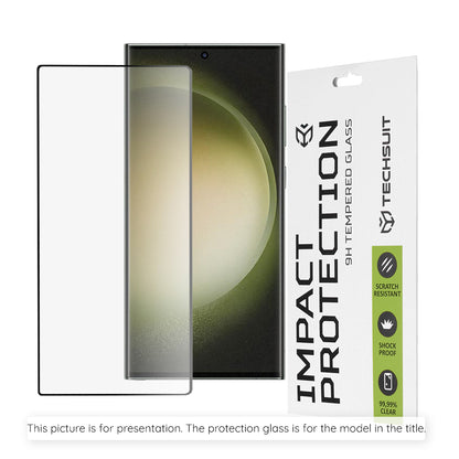 Techsuit Displayschutzfolie für Realme P4x 4G / P4 Lite 4G, gehärtetes Glas, Full Glue, 111D, Schwarz
