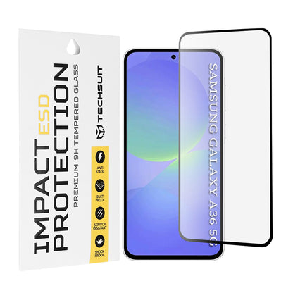 Techsuit Displayschutzfolie für Samsung Galaxy A56 A566 / A36 A366, gehärtetes Glas, Full Glue, Schwarz