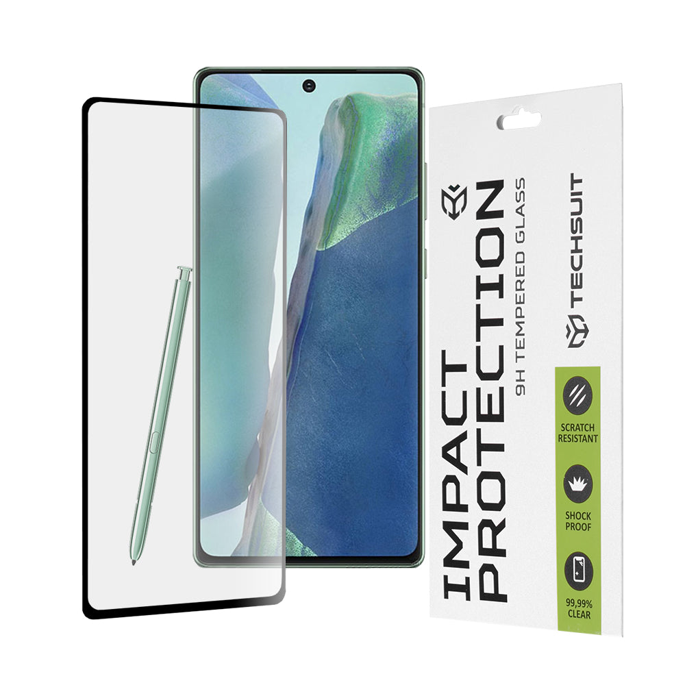 Techsuit Displayschutzfolie für Samsung Galaxy Note 20 5G N981 / Note 20 N980, gehärtetes Glas, Full Glue, 111D, Schwarz