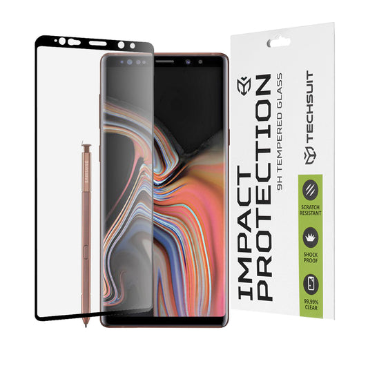 Techsuit Displayschutzfolie für Samsung Galaxy Note 9 N960, gehärtetes Glas, Full Glue, 111D, Schwarz