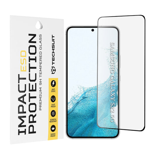 Film de protection d'écran Techsuit pour Samsung Galaxy S23 S911 / S22 5G S901, Verre trempé, Collage intégral, Noir