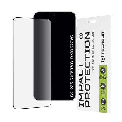 Schutzfolie Techsuit für Samsung Galaxy S26 S942, gehärtetes Glas, Full Glue, 111D, Schwarz