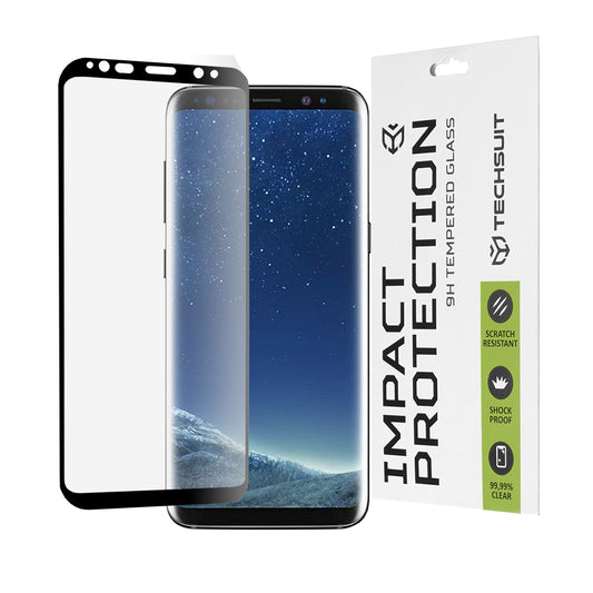 Techsuit Displayschutzfolie für Samsung Galaxy S8 G950, gehärtetes Glas, Full Glue, 111D, Schwarz