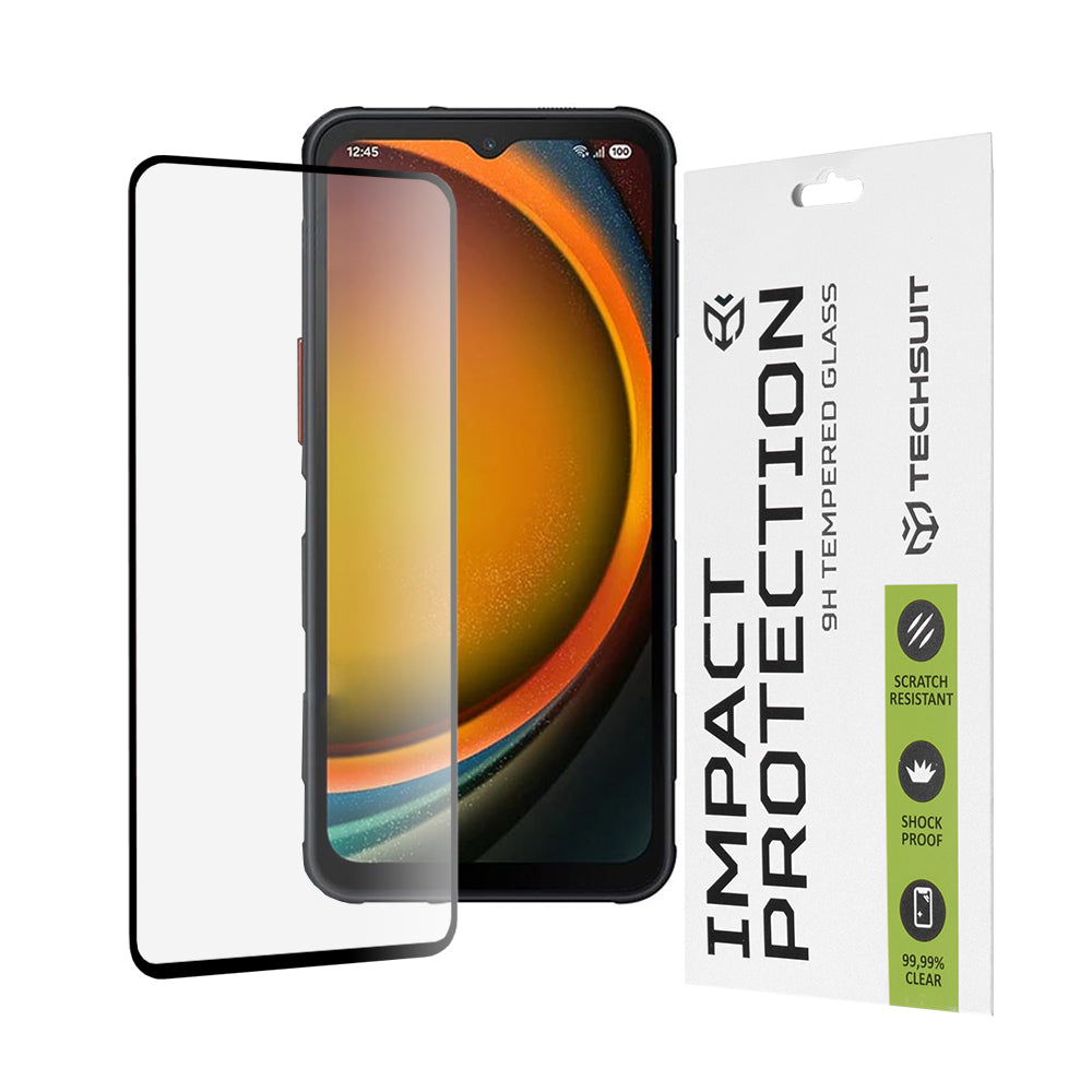 Techsuit Screen Protector Film for Samsung Galaxy XCover7 Pro, Tempered Glass, Full Glue, 111D, Black