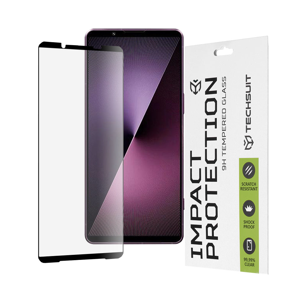 Techsuit Screen Protector Film for Sony Xperia 1 VII, Tempered Glass, Full Glue, 111D, Black