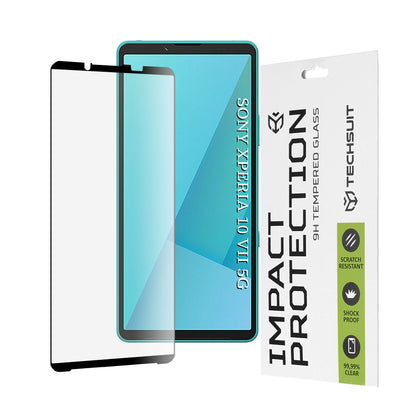 Techsuit Screen Protector Film for Sony Xperia 10 VII, Tempered Glass, Full Glue, 111D, Black