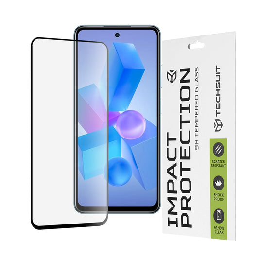 Techsuit Displayschutzfolie für Tecno Spark 20 Pro / Pova 5 Pro / Hot 40 / Hot 40 Pro, gehärtetes Glas, Full Glue, 111D, Schwarz