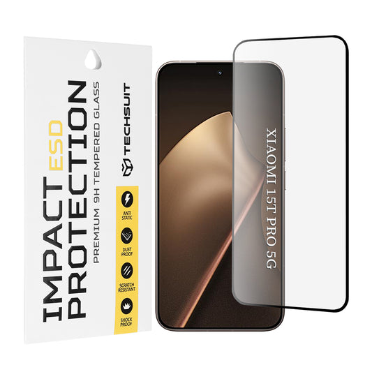 Film de protection d'écran Techsuit pour Xiaomi 15T Pro, Verre Trempé, Full Glue, Noir