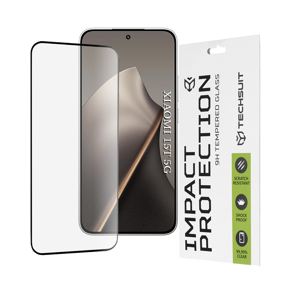 Film de protection d'écran Techsuit pour Xiaomi 15T, Verre Trempé, Full Glue, 111D, Noir
