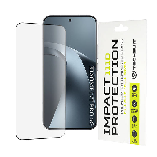 Film de protection d'écran Techsuit pour Xiaomi 17T Pro, Verre trempé, Full Glue, 111D, Noir