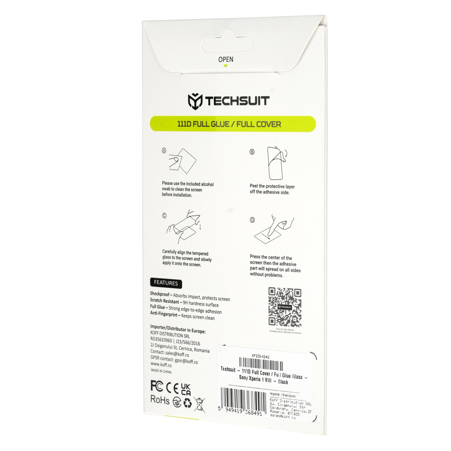 Film de protection d'écran Techsuit pour Xiaomi 17T Pro, Verre trempé, Full Glue, 111D, Noir