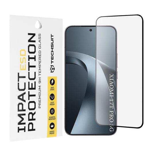 Film de protection d'écran Techsuit pour Xiaomi 17T Pro, Verre trempé, Full Glue, Noir