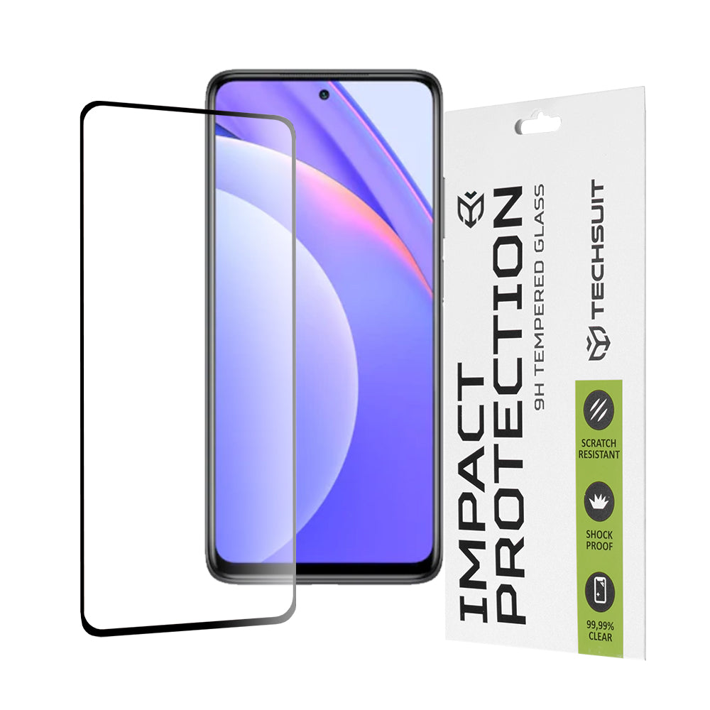 Techsuit Displayschutzfolie für Xiaomi Mi 10T Lite 5G, gehärtetes Glas, Full Glue, 111D, Schwarz