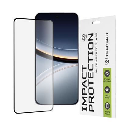 Techsuit Displayschutzfolie für Xiaomi Poco F7, gehärtetes Glas, Full Glue, 111D, Schwarz