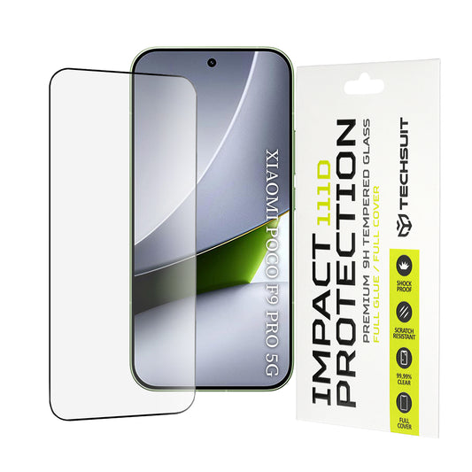 Film de protection d'écran Techsuit pour Xiaomi Poco F9 Pro, Verre Trempé, Full Glue, 111D, Noir