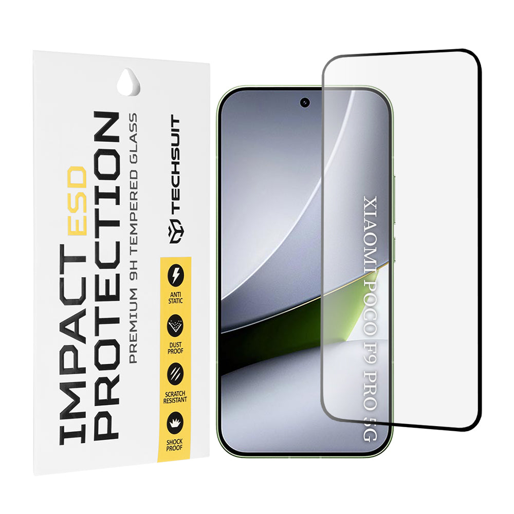 Film de protection d’écran Techsuit pour Xiaomi Poco F9 Pro, verre trempé, adhésif intégral, noir