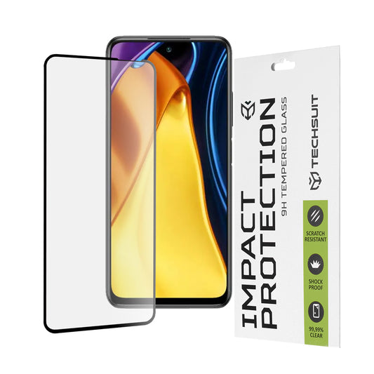 Film de protection d'écran Techsuit pour Xiaomi Poco M3 Pro 5G / Redmi Note 10 5G, Verre Trempé, Full Glue, 111D, Noir