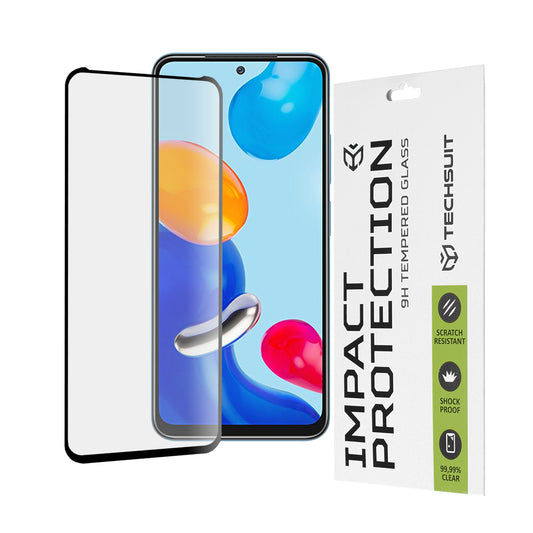 Film de protection d'écran Techsuit pour Xiaomi Poco M4 Pro / Redmi Note 11S / Note 11, Verre trempé, Full Glue, 111D, Noir