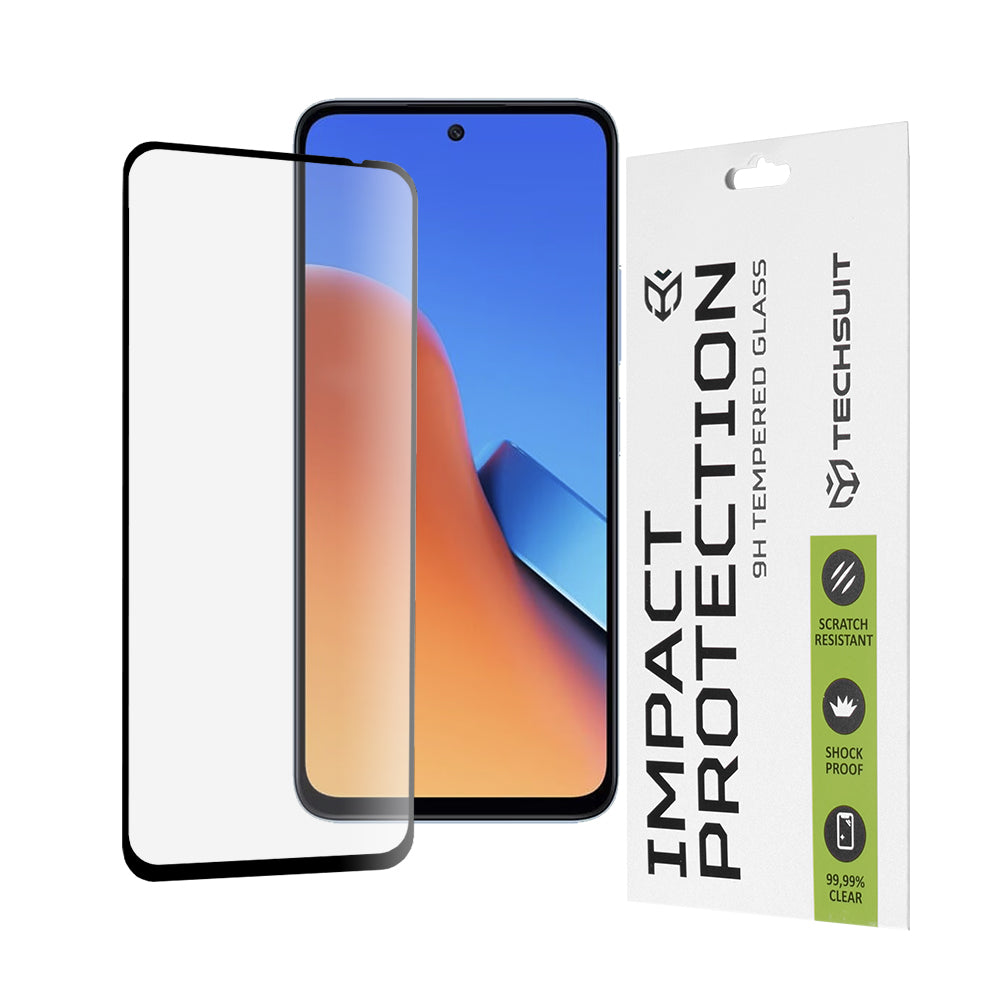 Film de protection d'écran Techsuit pour Xiaomi Poco M6 4G / Redmi 13 / 12 5G / 12, Verre trempé, Full Glue, 111D, Noir