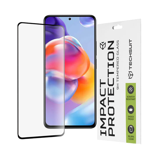 Film de protection d'écran Techsuit pour Xiaomi Poco X4 Pro 5G / Redmi Note 11 Pro+ 5G, Verre trempé, Full Glue, 111D, Noir
