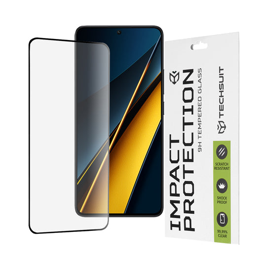 Film de protection d'écran Techsuit pour Xiaomi Poco X6 Pro, Verre trempé, Full Glue, 111D, Noir