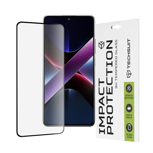 Film de protection d'écran Techsuit pour Xiaomi Poco X7 Pro, Verre trempé, Full Glue, 111D, Noir