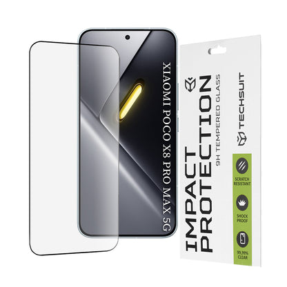 Film de protection d'écran Techsuit pour Xiaomi Poco X8 Pro Max, Verre Trempé, Full Glue, 111D, Noir