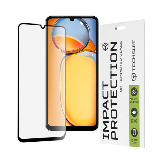 Film de protection d'écran Techsuit pour Xiaomi Redmi 13C 5G / 13C / Poco C65, Verre trempé, Full Glue, 111D, Noir