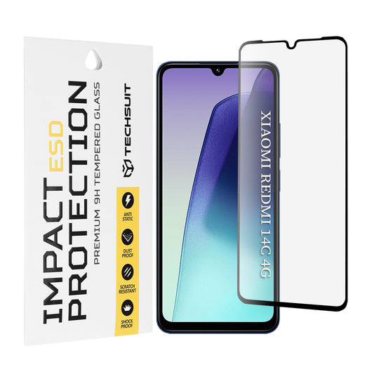 Film de protection d'écran Techsuit pour Xiaomi Redmi A5 4G (Régional) / 14C / Poco C75, Verre Trempé, Collage Complet, Noir