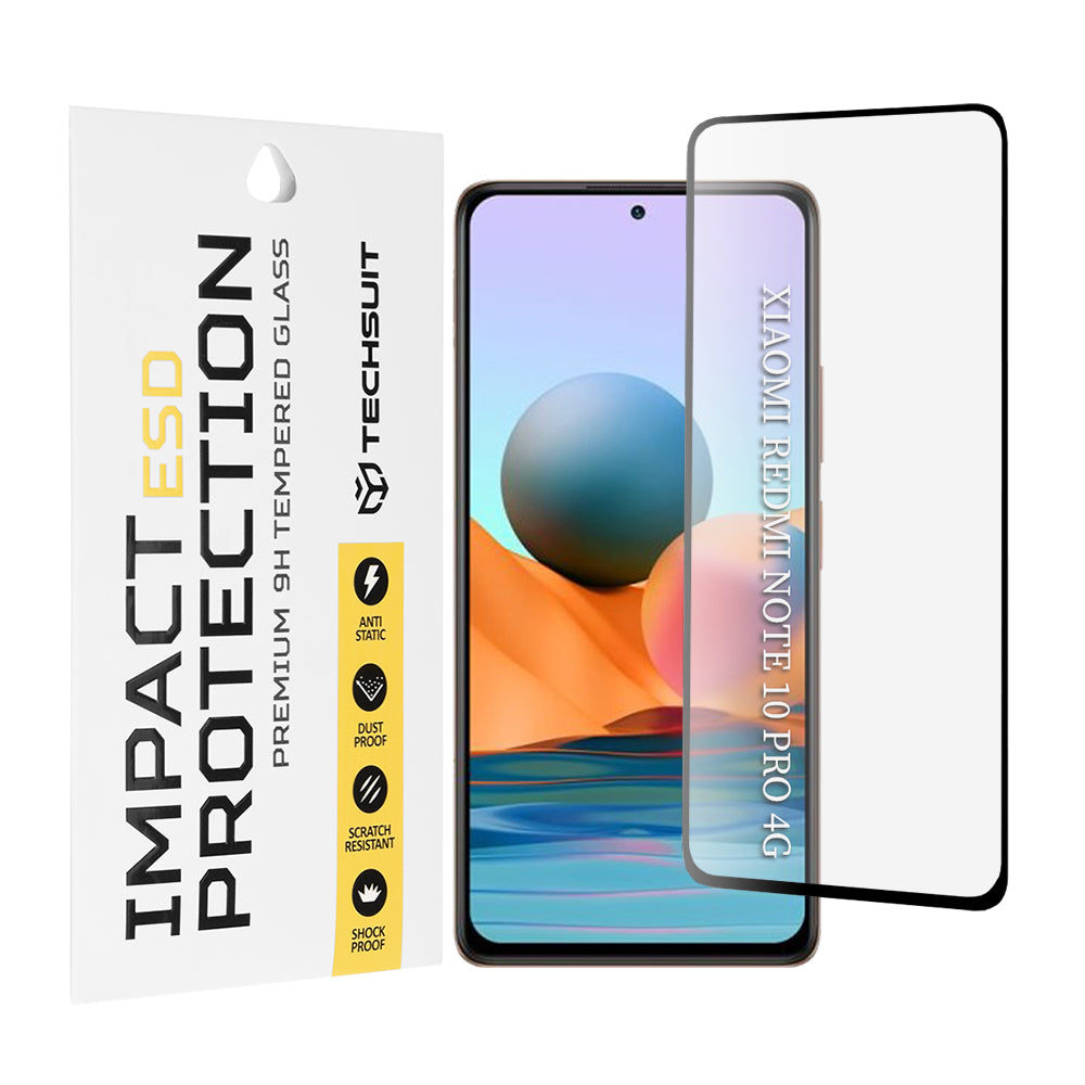 Techsuit Screen Protector Film for Xiaomi Redmi Note 10 Pro Max / Note 10 Pro, Tempered Glass, Full Glue, Black