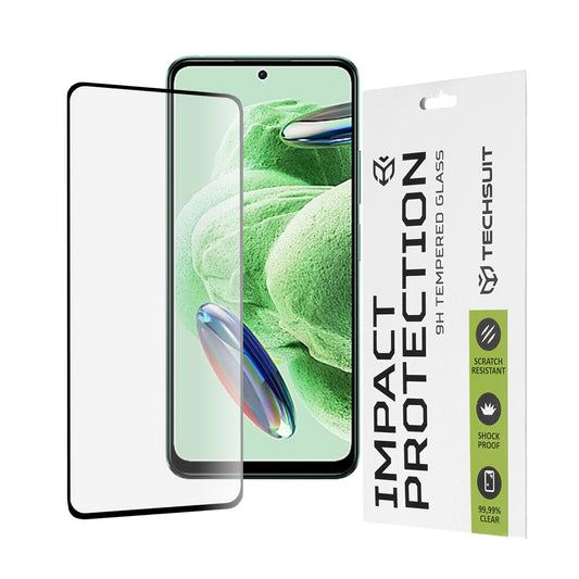 Film de protection d'écran Techsuit pour Xiaomi Redmi Note 12 4G / Poco X5 / Note 12 5G, Verre trempé, Full Glue, 111D, Noir
