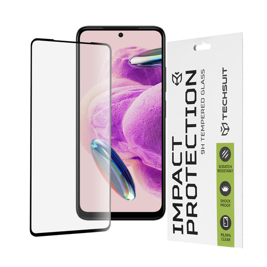 Film de protection d'écran Techsuit pour Xiaomi Redmi Note 12S, Verre trempé, Full Glue, 111D, Noir