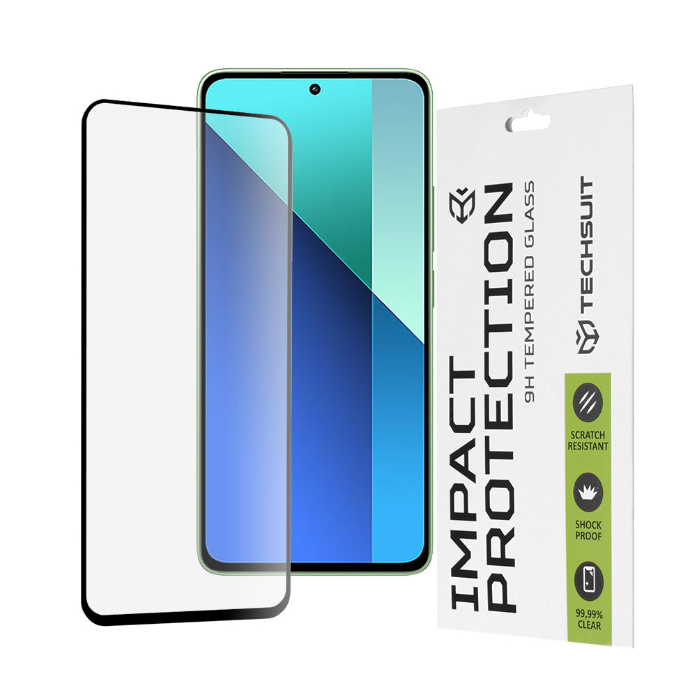 Techsuit Screen Protector Film for Xiaomi Redmi Note 13 4G, Tempered Glass, Full Glue, 111D, Black