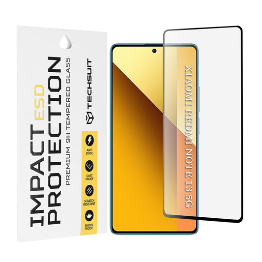 Techsuit Screen Protector Film for Xiaomi Redmi Note 13 5G, Tempered Glass, Full Glue, Black