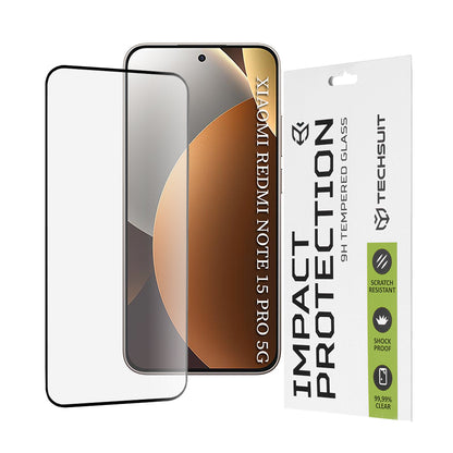 Schutzfolie Techsuit für Xiaomi Redmi Note 15 Pro 5G, gehärtetes Glas, Full Glue, 111D, Schwarz