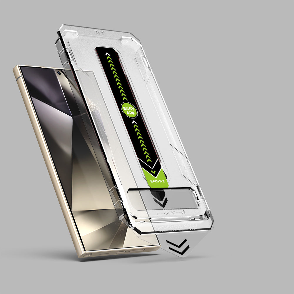 Film de protection d'écran Techsuit TitanGlass CrystalHD pour Samsung Galaxy S24 Ultra S928, Verre Trempé, Collage Complet, Lot de 2 pièces
