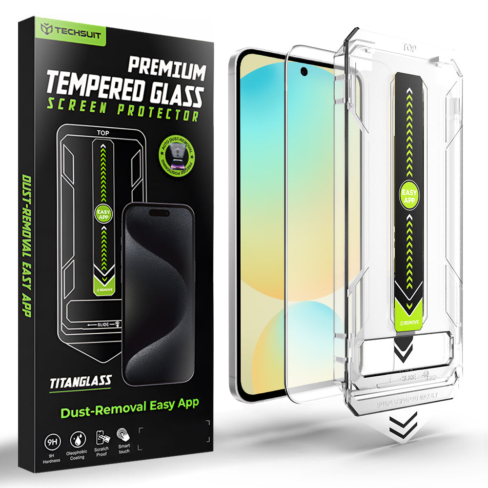 Techsuit TitanGlass CrystalHD Displayschutzfolie für Samsung Galaxy A56 A566 / S24 FE S721, gehärtetes Glas, Full Glue