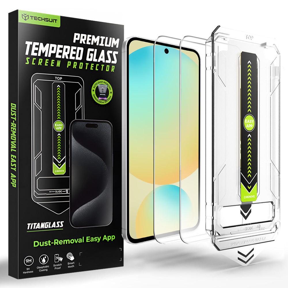 Film de protection d'écran Techsuit TitanGlass CrystalHD pour Samsung Galaxy A56 A566 / S24 FE S721, Verre Trempé, Collage Complet, Lot de 2 pièces