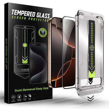 Techsuit TitanGlass Displayschutzfolie für Apple iPhone 16 / 15, Sicherheitsglas, Vollkleber, Schwarz