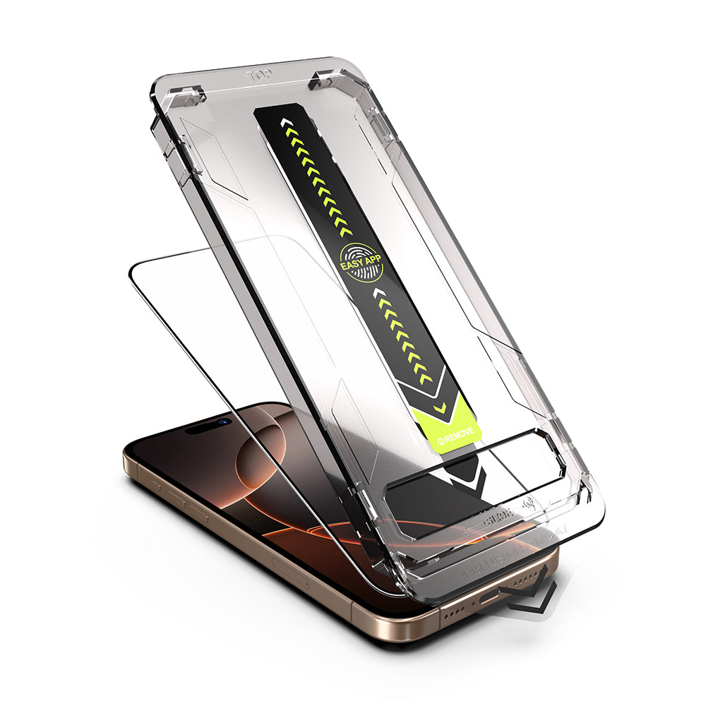 Techsuit TitanGlass Displayschutzfolie für Apple iPhone 16 / 15, Sicherheitsglas, Vollkleber, Schwarz