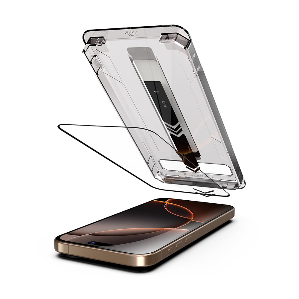 Film de protection d'écran Techsuit TitanGlass pour Apple iPhone 16 Plus / 15 Plus, Verre trempé, Collage intégral, Noir