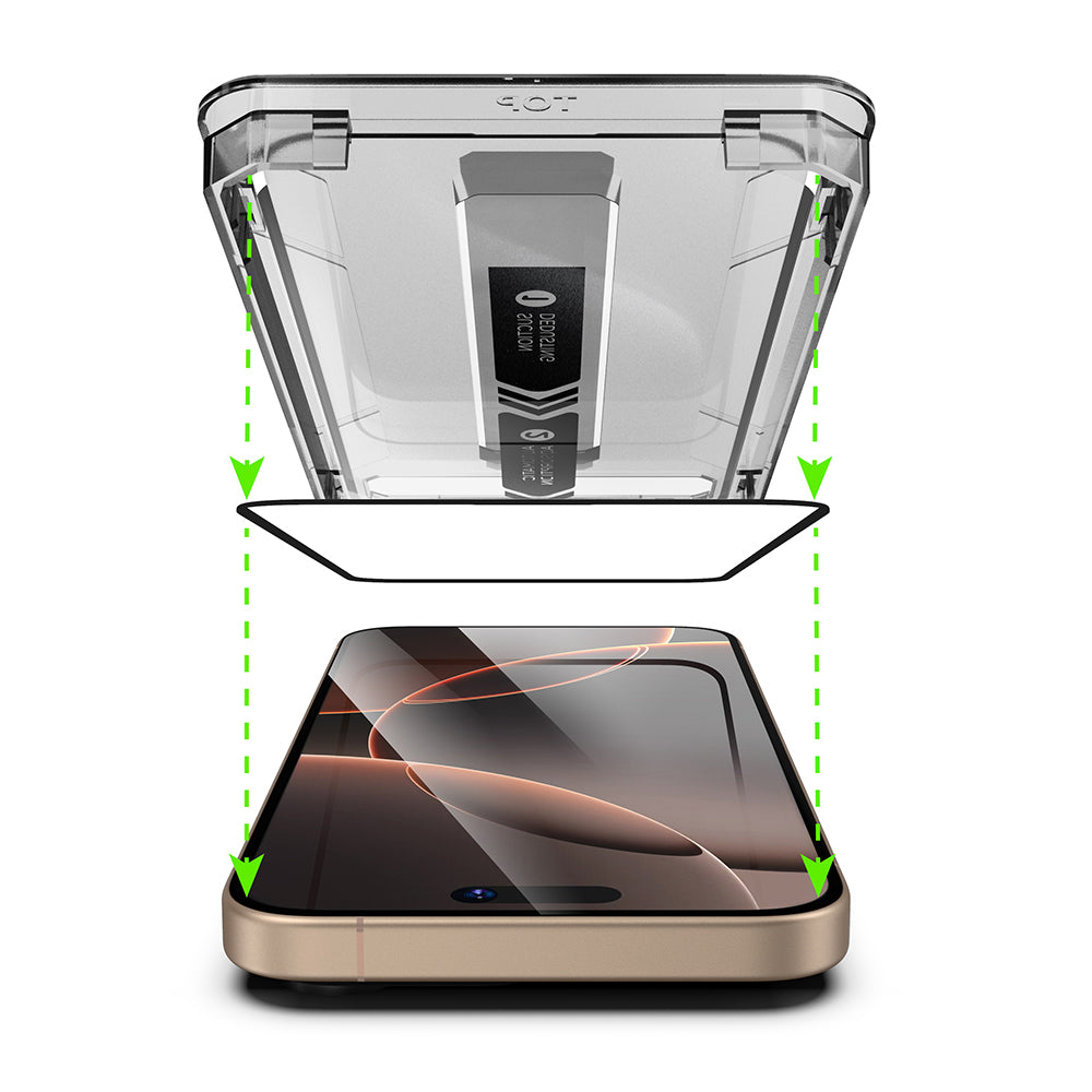 Film de protection d'écran Techsuit TitanGlass pour Apple iPhone 16 Plus / 15 Plus, Verre trempé, Collage intégral, Noir