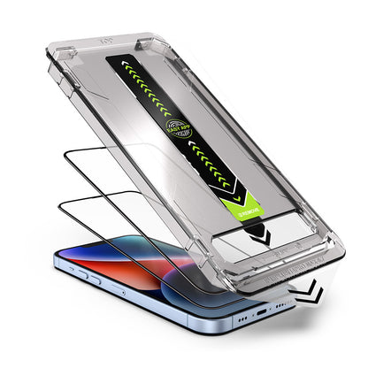 Film de protection d'écran Techsuit TitanGlass pour Apple iPhone 16 Pro Max, Verre trempé, Full Glue, Lot de 2 pièces, Noir